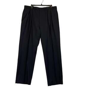 Polo Ralph Lauren Navy Blue 100% Wool Pleated Cuffed Dress Pants Size 38x31